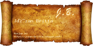 Józan Britta névjegykártya